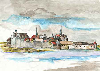 Barby anno14. Jh. Tuschzeichnung von G.Zenker